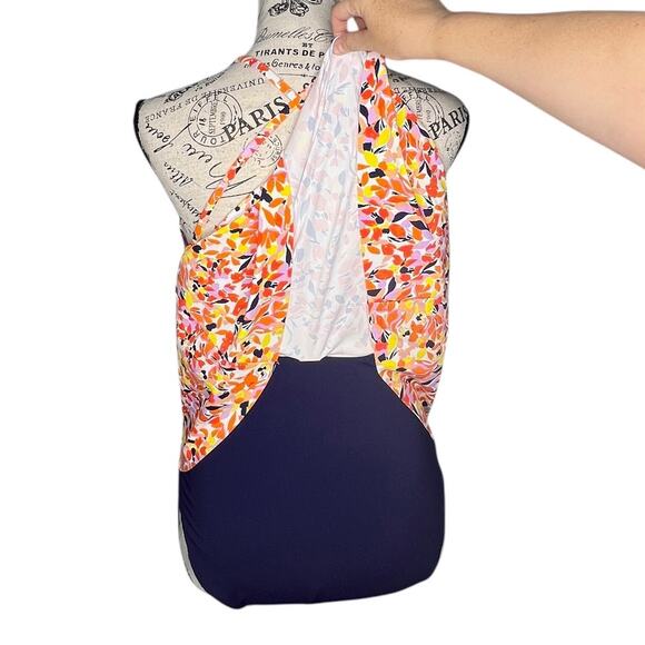 Anne Cole SIZE 10 V Neck Surplice Maillot One Piece Skirt Bottom Swim Dress - Picture 8 of 14